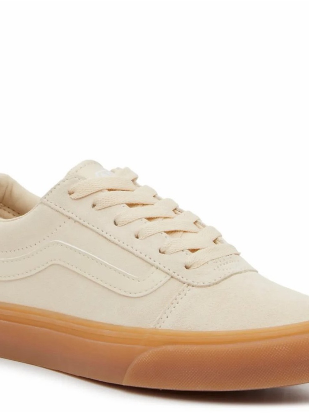 Vans Cream Suede Low-Top Sneakers with Gum Sole
